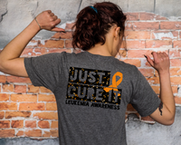 Just Cure It Leukemia Awareness (black block and orange splatter with lettering and orange ribbon 1679 DTF TRANSFER