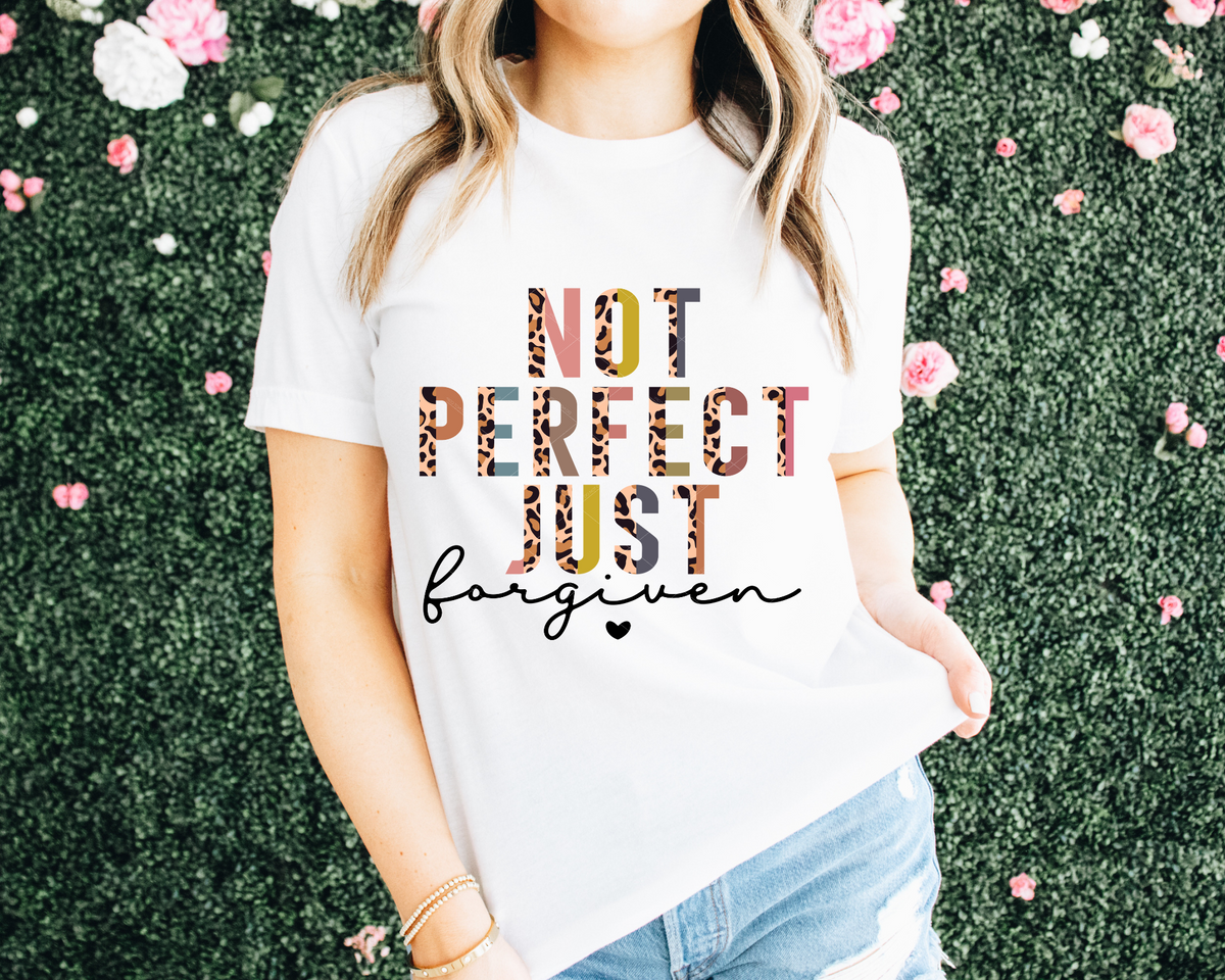 Not Perfect Just Forgiven colored Leopard 112607 DTF TRANSFER