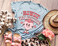 Howdy Valentine Pink Hearts Pink Font 289 DTF TRANSFER