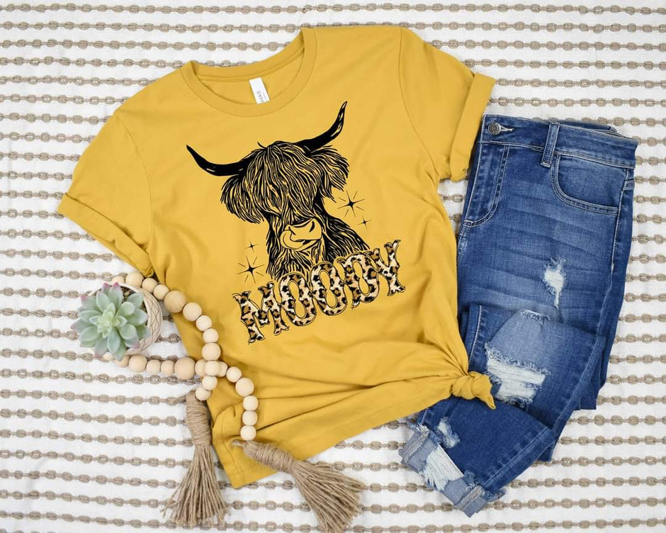 Moody leopard with shaggy cow 024 DTF Transfer