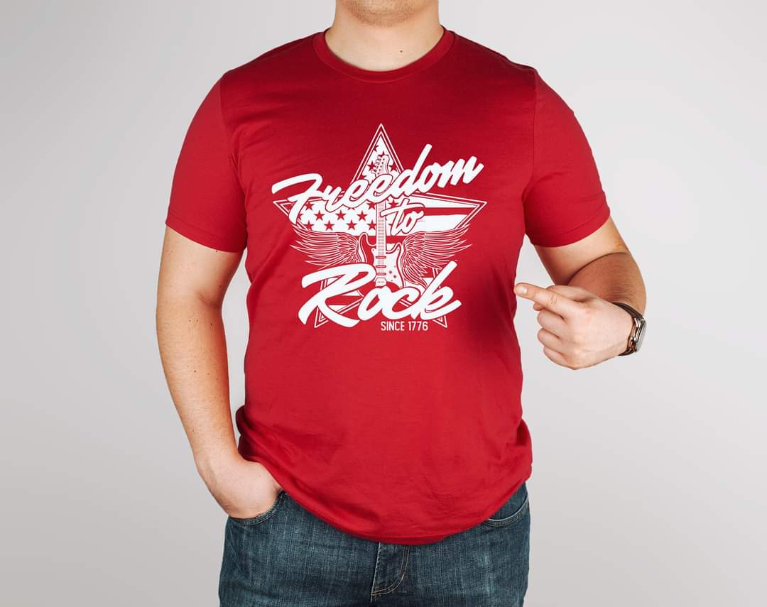 Freedom to rock since 1776 WHITE screen print transfer