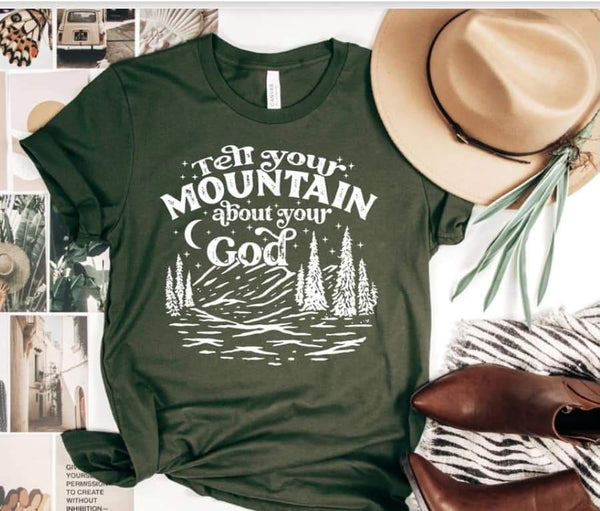 Tell your mountain about your God WHITE screen print transfer