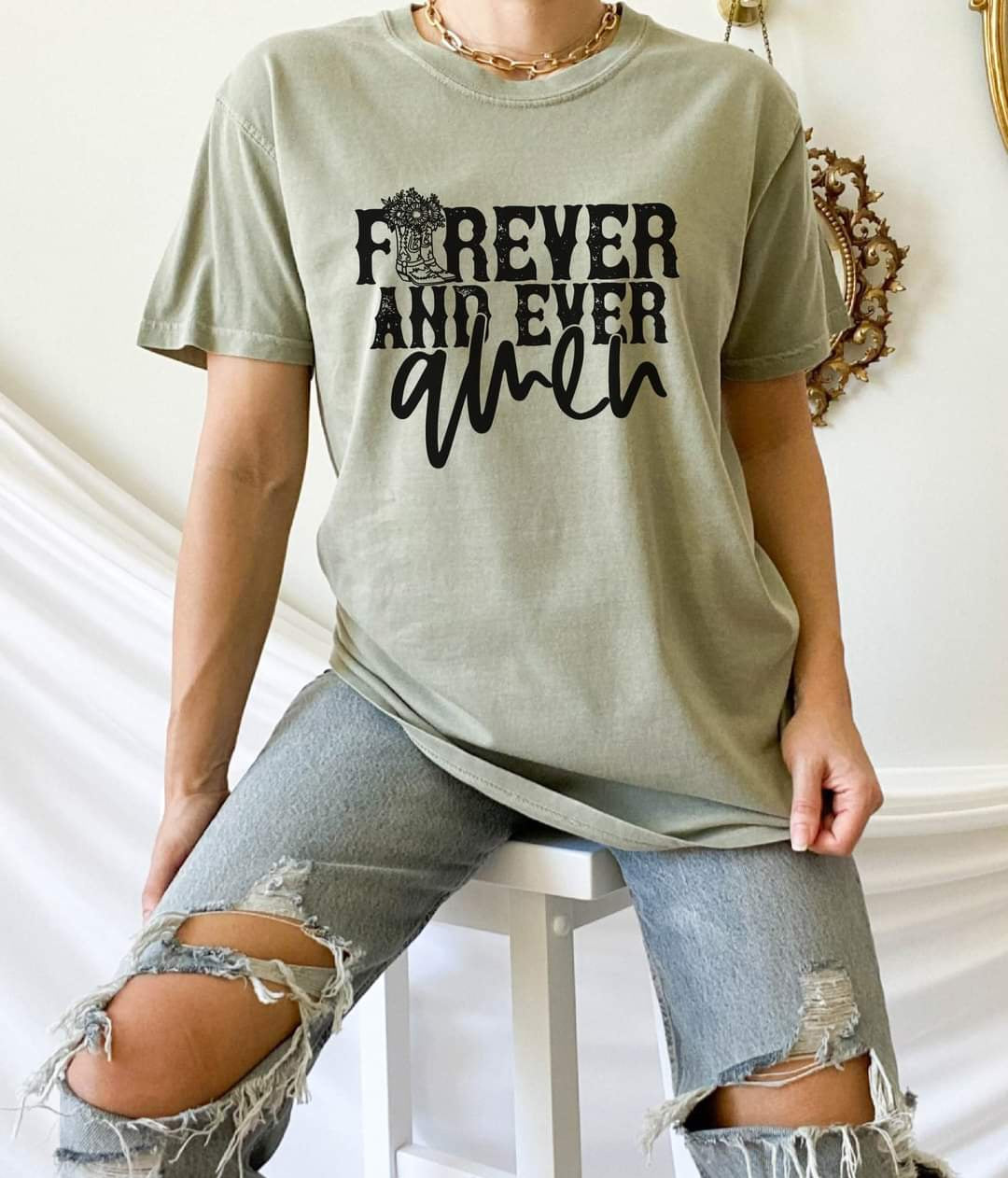 Forever and ever Amen BLACK screen print transfer