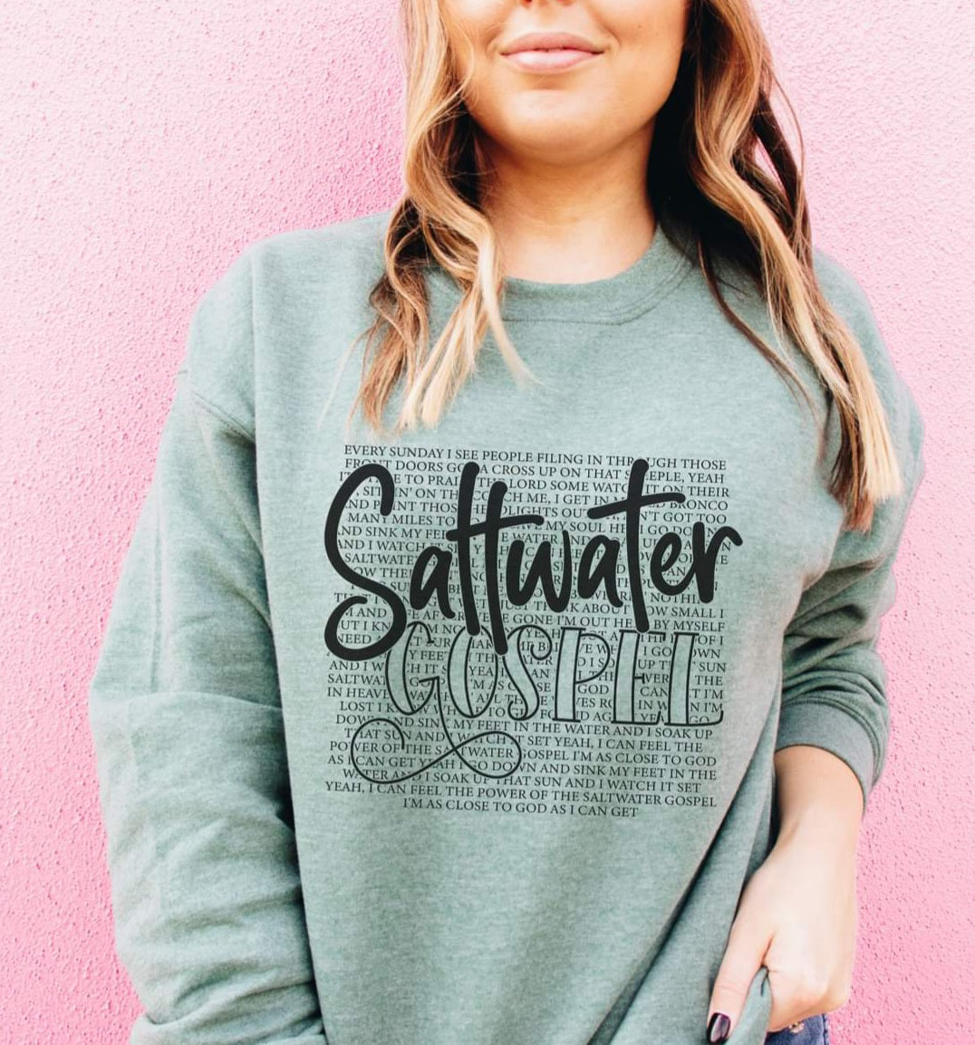 Saltwater Gospel BLACK screen print transfer