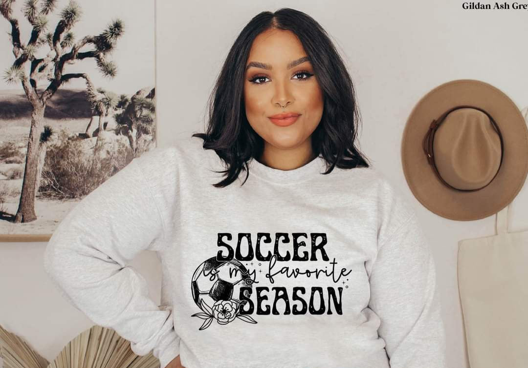 Soccer is my favorite season BLACK screen print transfer