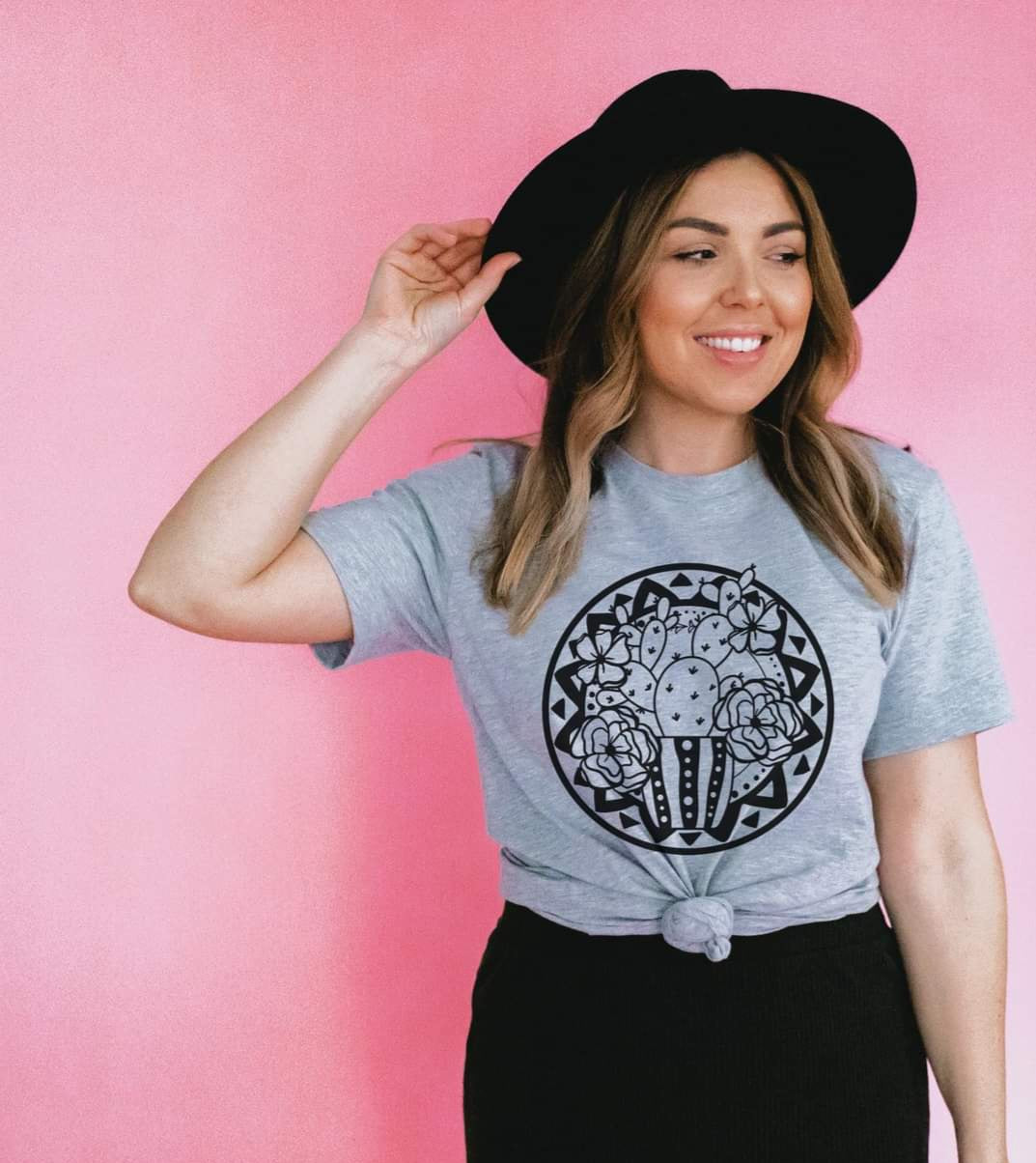 Cactus (circle) screen print transfer BLACK