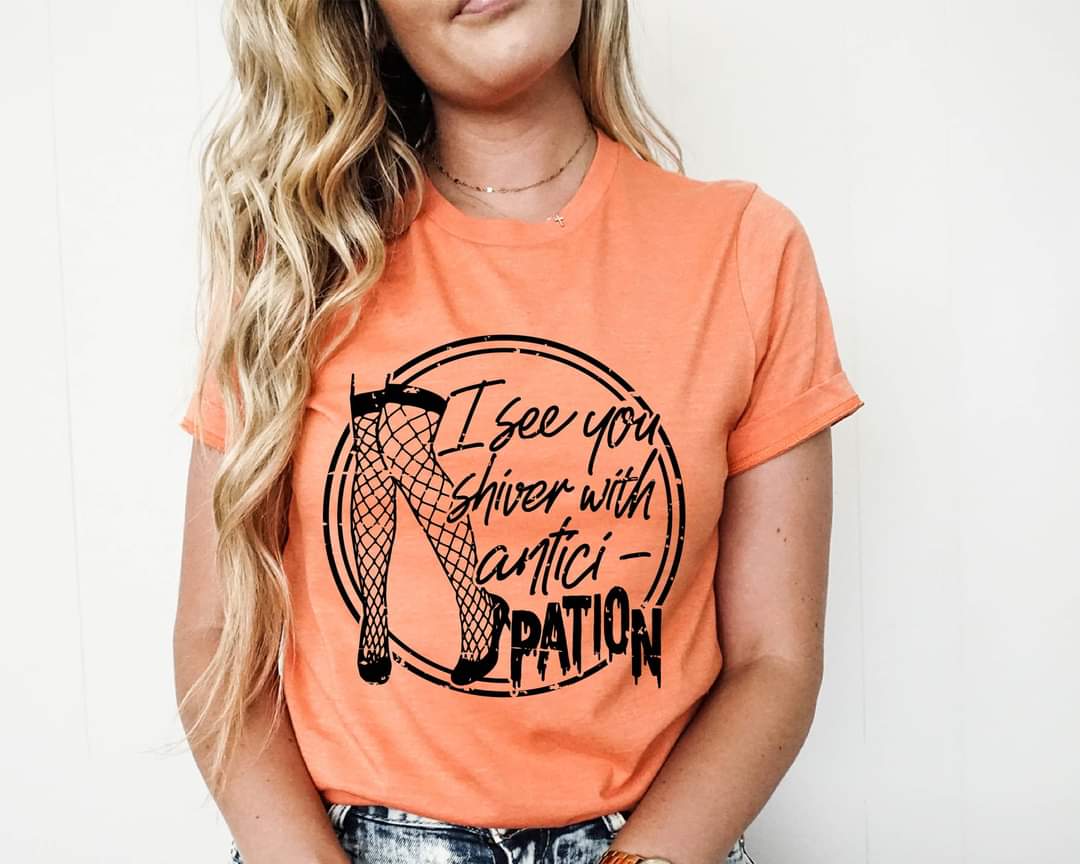 I see you shiver with antici-Pation circle BLACK screen print transfer