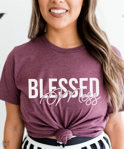 Blessed mess WHITE screen print transfer
