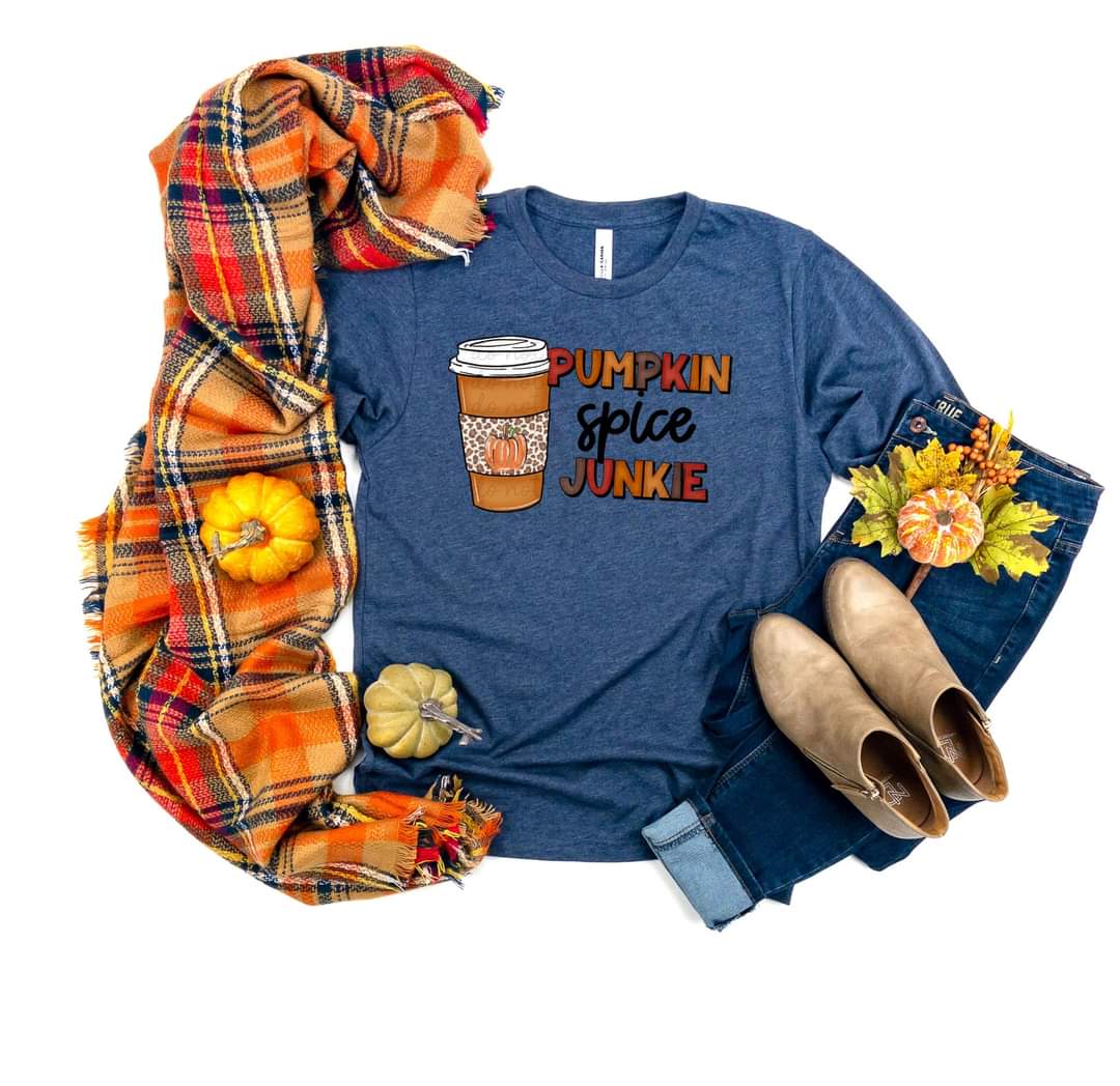 Pumpkin spice junkie with cup 112069 DTF TRANSFER