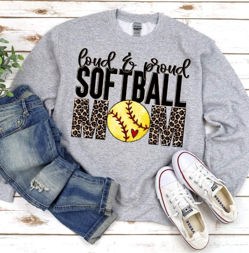 Loud and proud softball mom 112035 DTF transfer