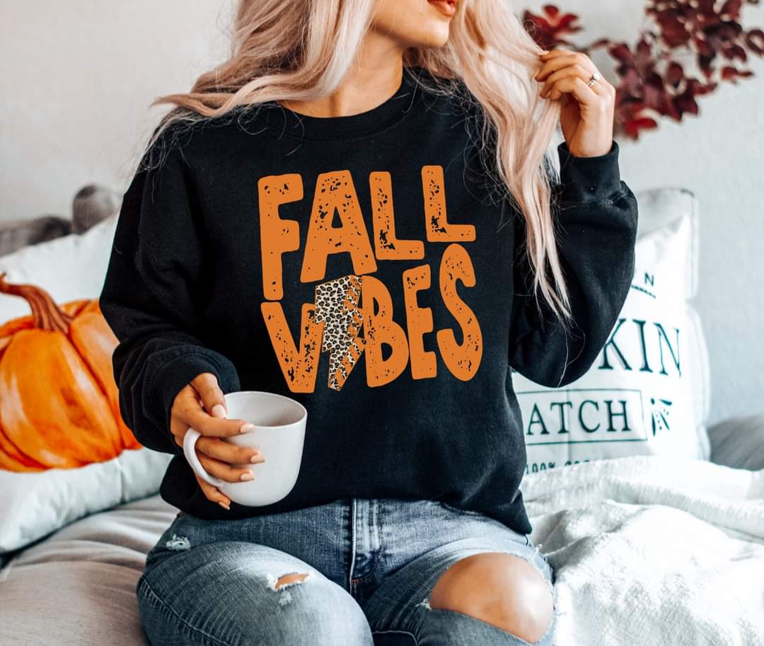 Fall vibes orange lightning bolt 8233 DTF TRANSFER