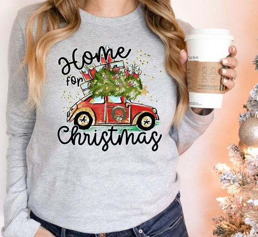 Home for Christmas (car with tree on top) 8667 DTF TRANSFER