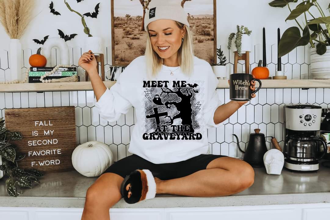 Meet me at the graveyard BLACK screen print transfer
