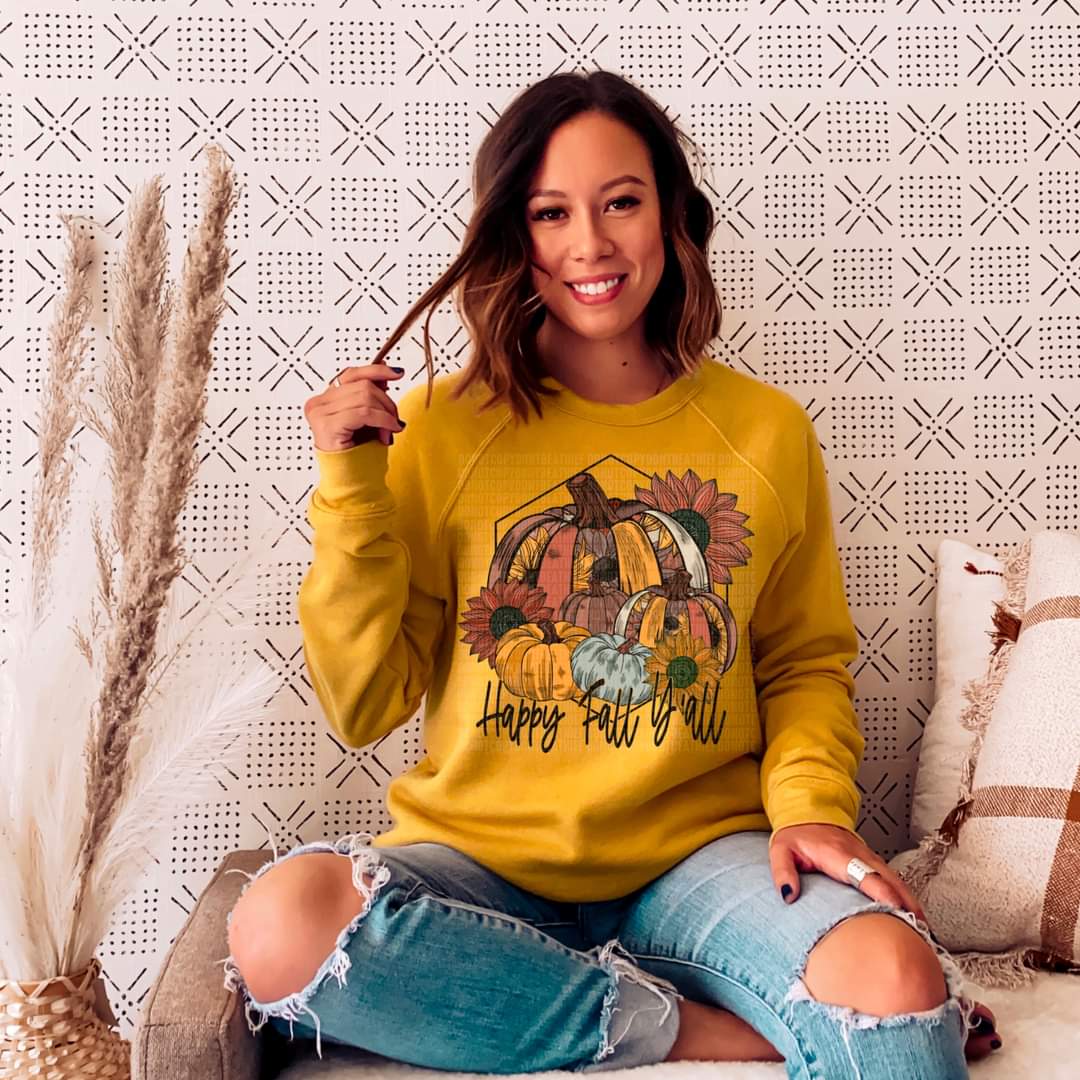 Happy fall y'all Sunflower pumpkins 8318 DTF TRANSFER