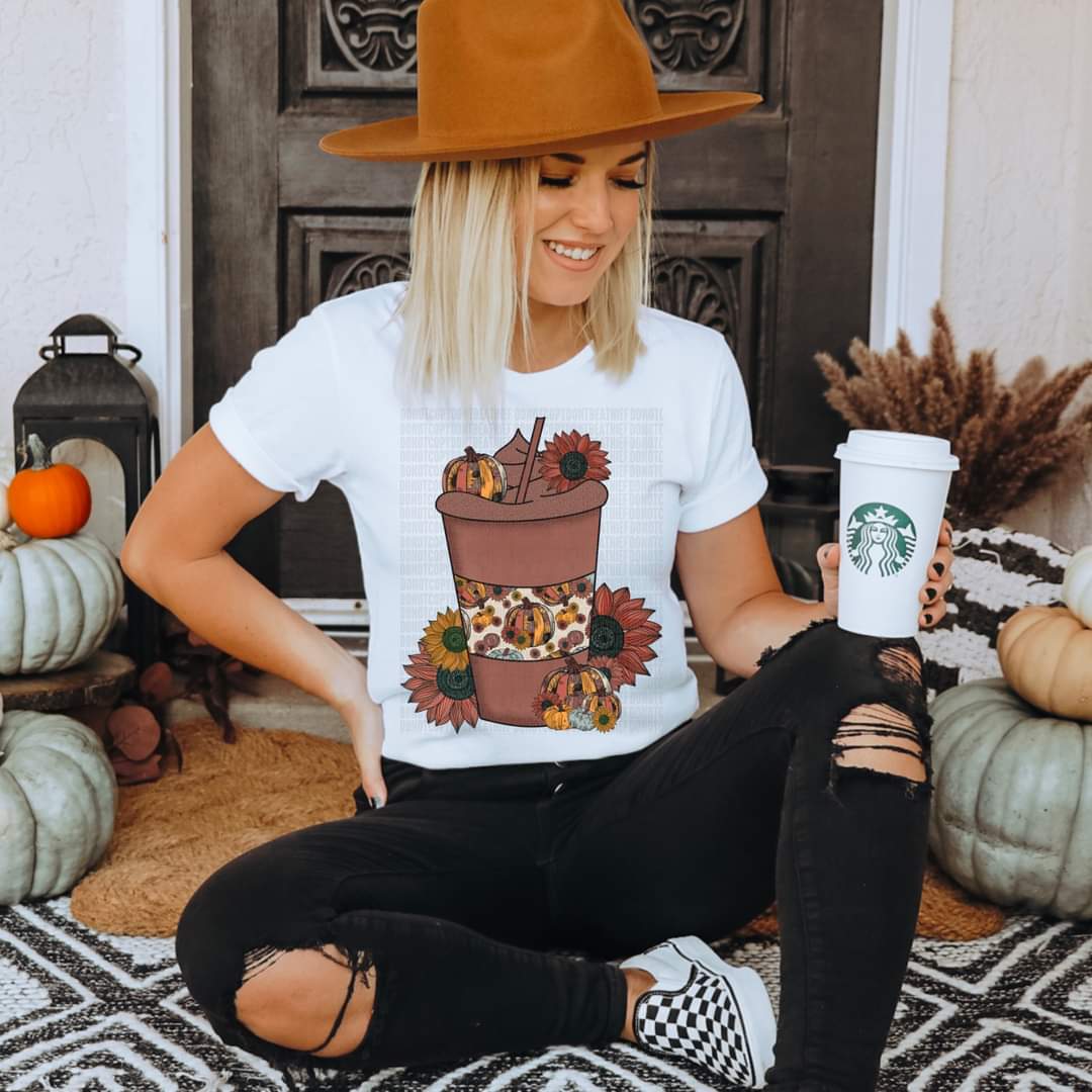 Floral pumpkin frappe DTF TRANSFER