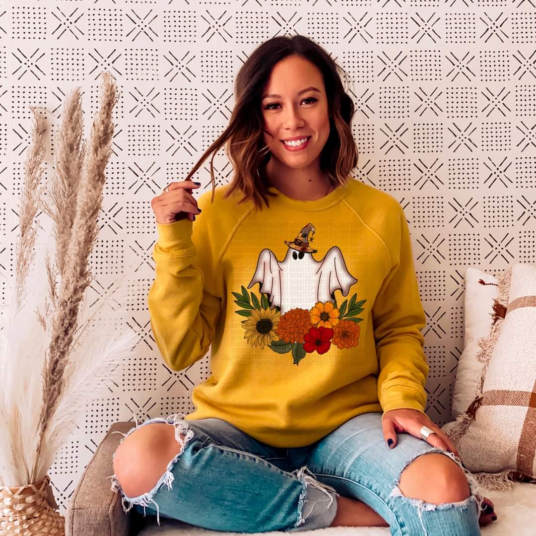 Ghost with flowers 112375 DTF TRANSFER