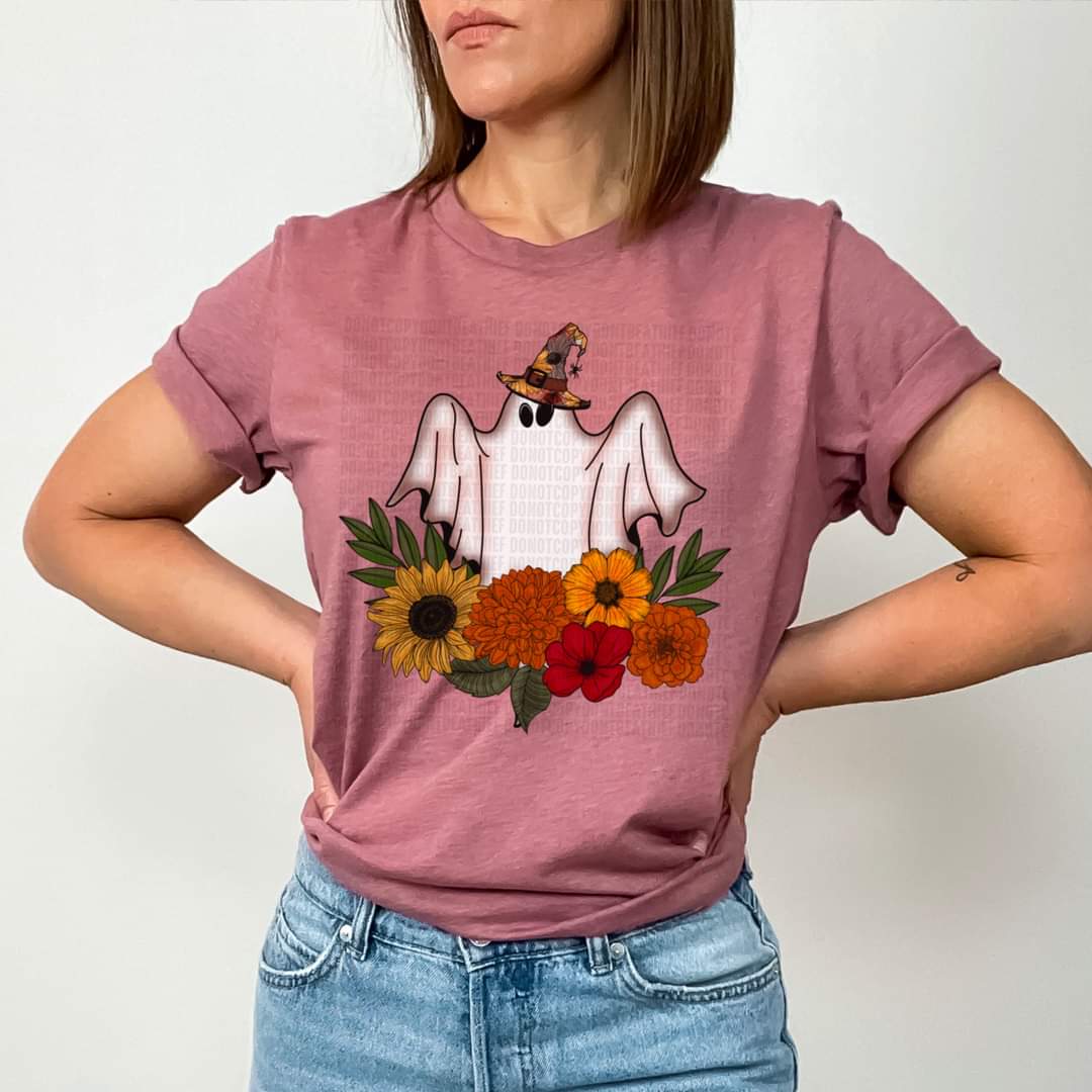 Ghost with flowers 112375 DTF TRANSFER