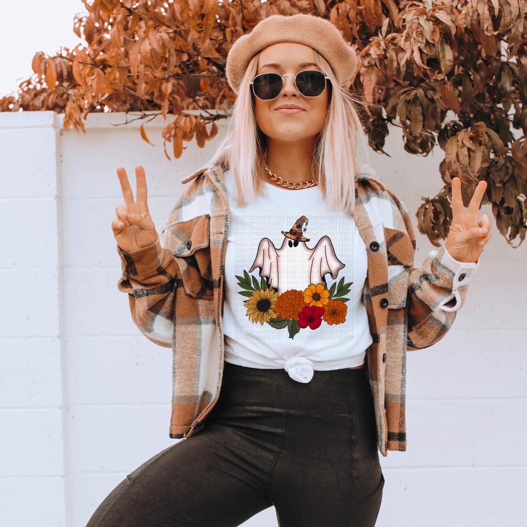 Ghost with flowers 112375 DTF TRANSFER