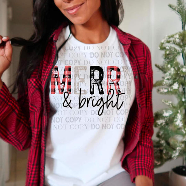 Merry & bright (buffalo plaid in M & R) 8427 DTF TRANSFER