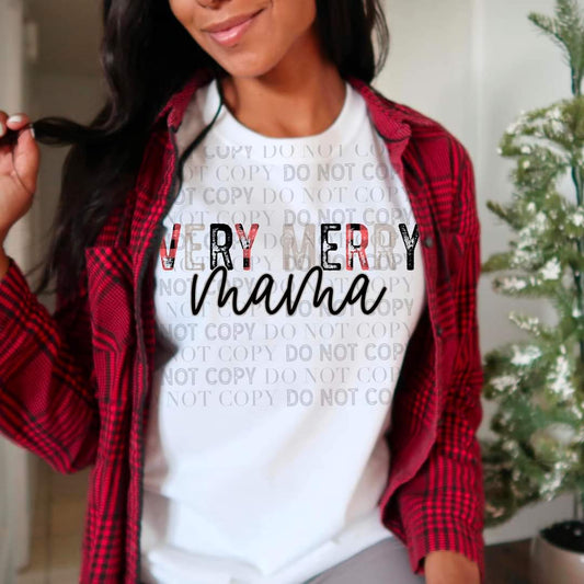 Very merry mama (buffalo plaid im V,Y,R) 8587 DTF TRANSFER