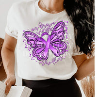 On brave wings she flies PURPLE butterfly with ribbon DTF TRANSFER