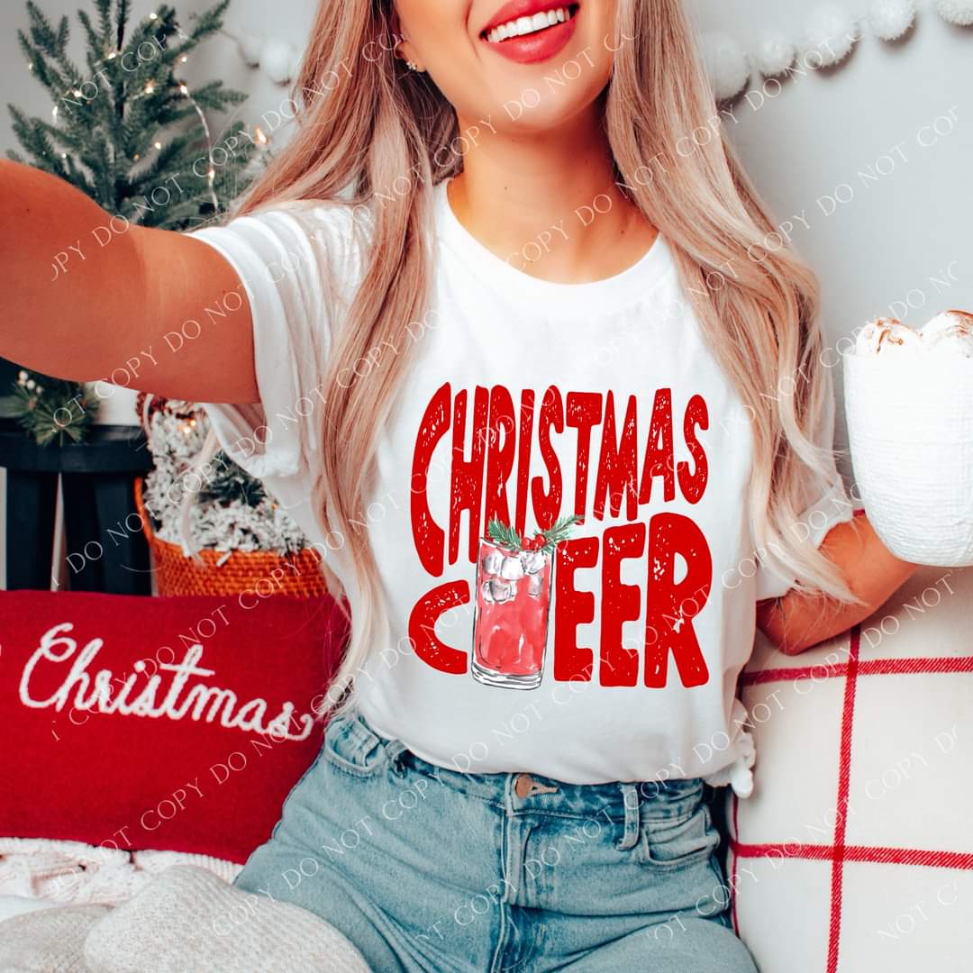Christmas Cheer Red with cup 1127 DTF TRANSFER