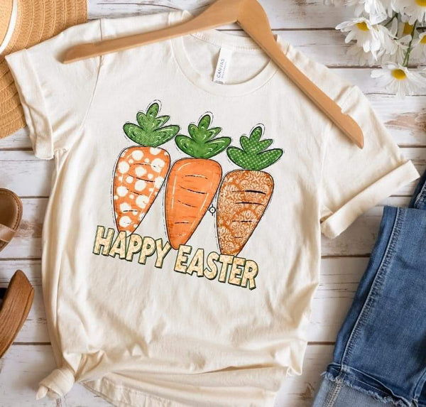 Happy Easter trio carrots chevron font (S&G) DTF TRANSFER