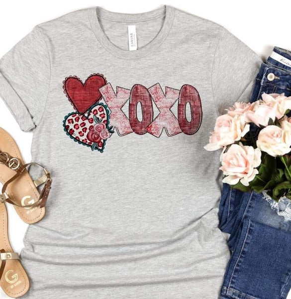 Xoxo with hearts and flowers (S&G) DTF TRANSFER