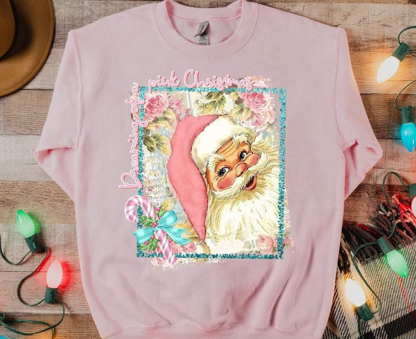 Dreaming of a Pink Christmas Santa with Pink hat 8520 DTF TRANSFER