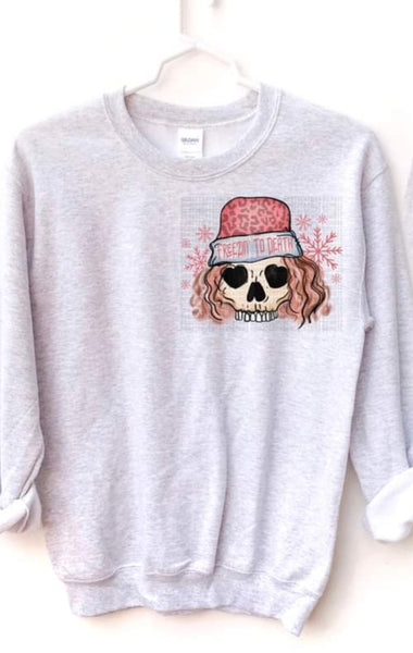 Freezin to death pink pocket skull 1119 DTF TRANSFER