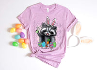 Trashy little bunny racoon with easter ears and eggs DTF TRANSFER