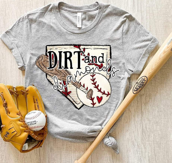 Dirt and diamonds BASEBALL with bat and white ball with heart DTF TRANSFER