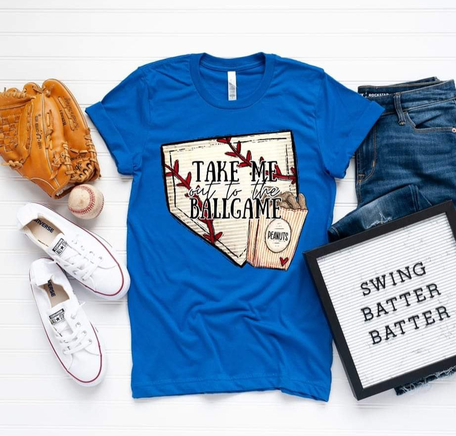 Take me out to the ballgame baseball with peanut bag DTF TRANSFER