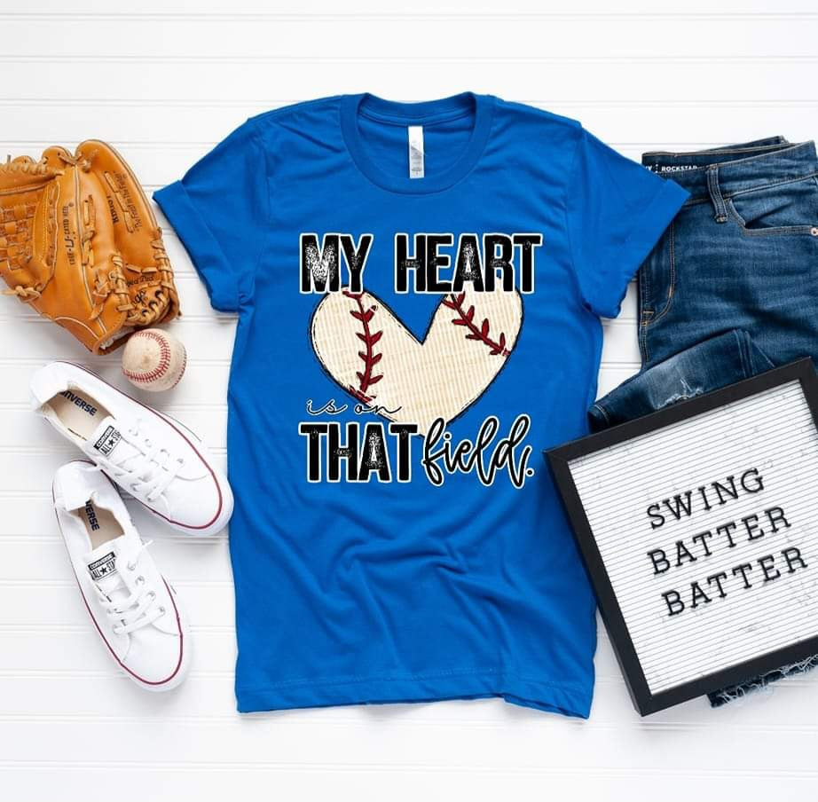 My heart is on that field BASEBALL HEART DTF TRANSFER