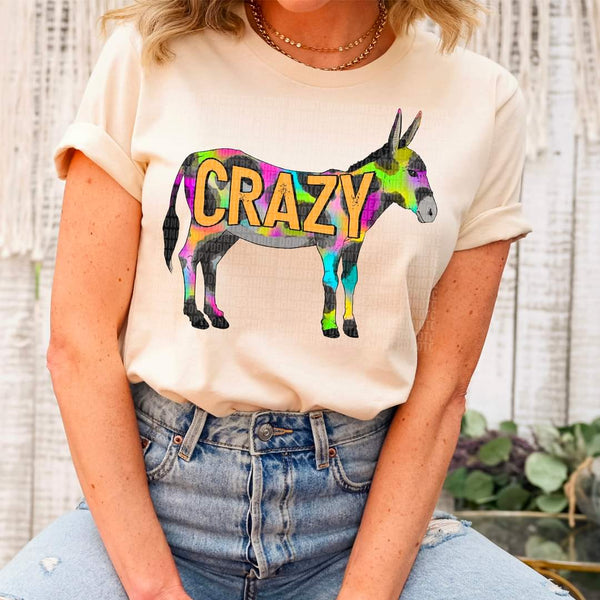 Crazy colorful donkey DTF Transfer