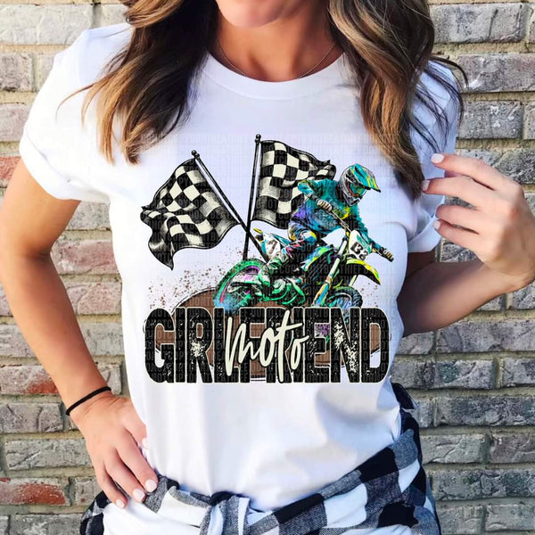 Moto GIRLFRIEND dirt bike with flags DTF Transfer