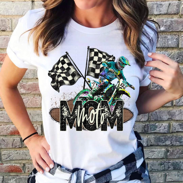 Moto MOM dirt bike with flags DTF Transfer