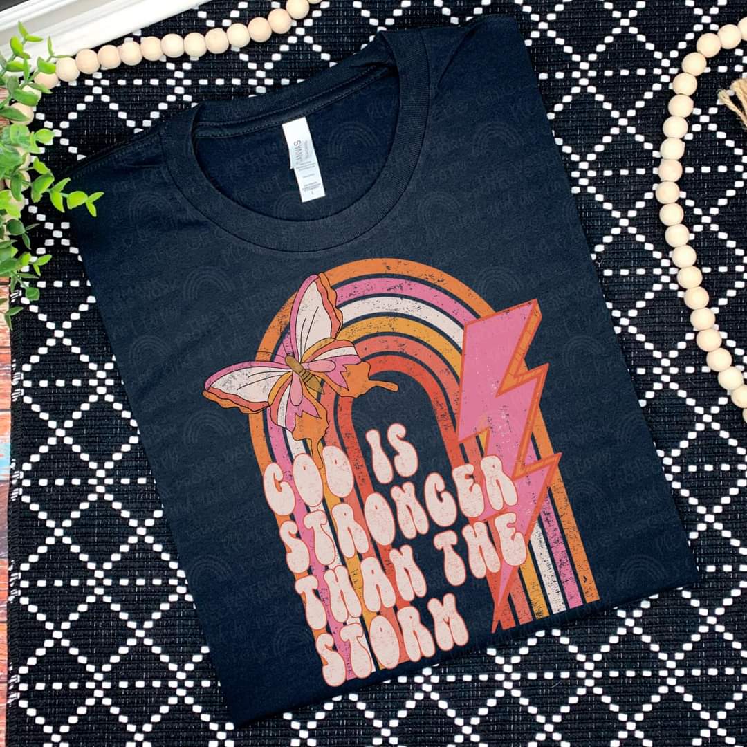 God is stronger than the strom rainbow butterfly lightning bolt 11733 DTF transfer