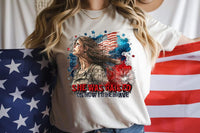 She was raised on how to be brave patriotic lady with flag DTF Transfer