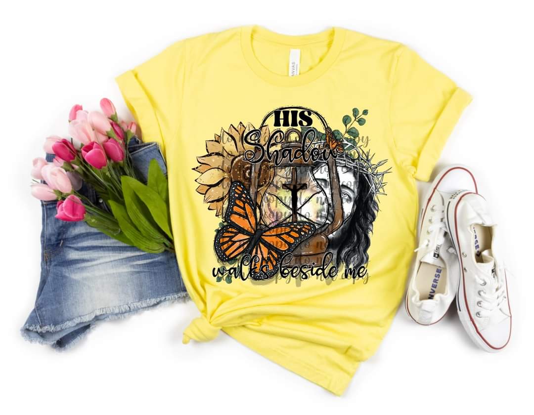 His shadow walks beside me Jesus face lantern butterfly 11865 DTF Transfer