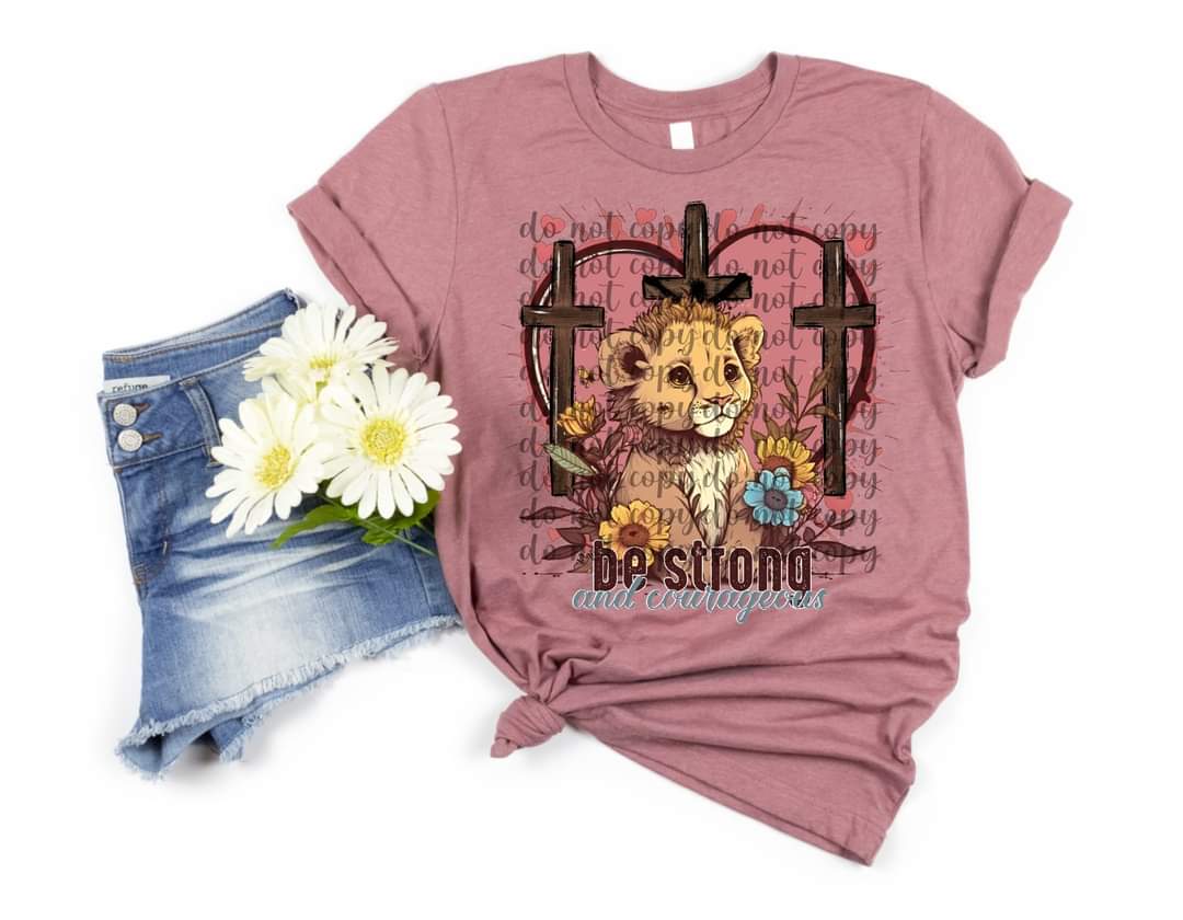 Be strong and courageous baby lion trio crosses 11866 DTF Transfer