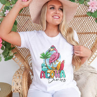 Aloha beaches pink flamingo palm tree DTF TRANSFER