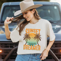 Sunset dreamer orange font palm trees sunset DTF TRANSFER