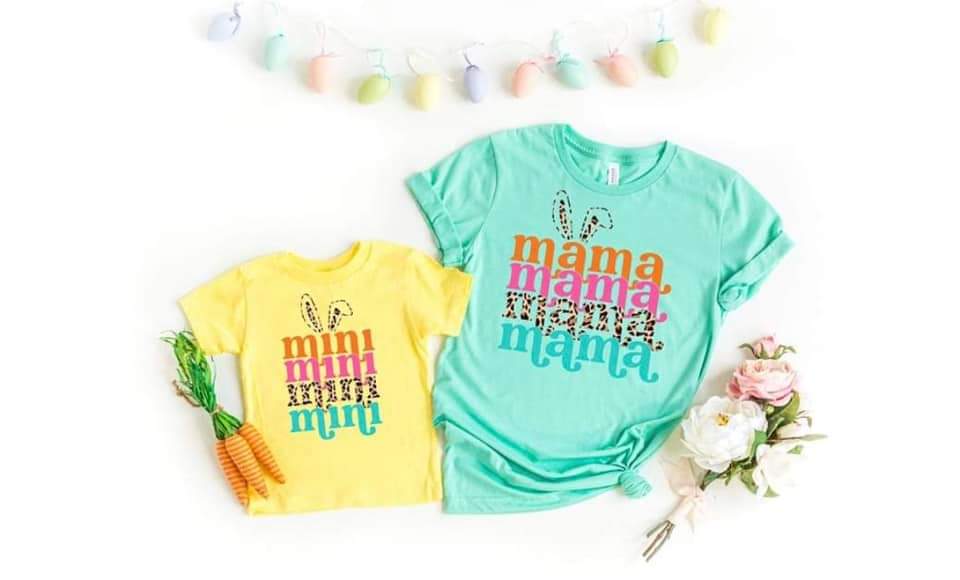 Easter Mama (only) stacked with bunny ears  DTF transfer
