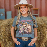 Hangin with my heifers four highland cows pink/purple colors and butterflies DTF TRANSFER