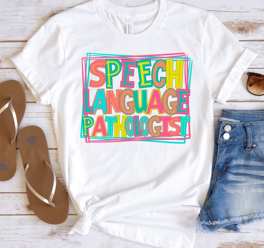 Speech language pathologist with Frame 8212 DTF transfer