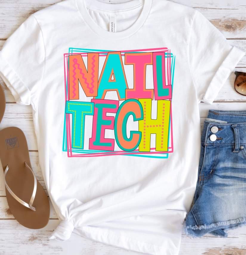 Nail tech with Frame 8174 DTF transfer