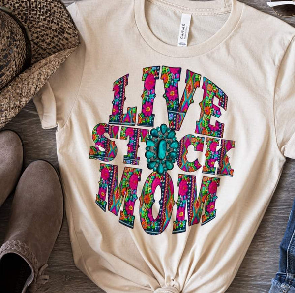 Live stock mom western with turquoise pendant  DTF transfer