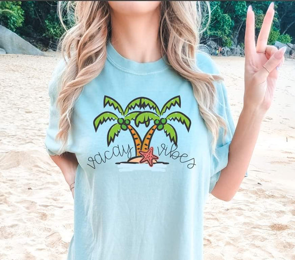 Vacay vibes palm trees DTF transfer