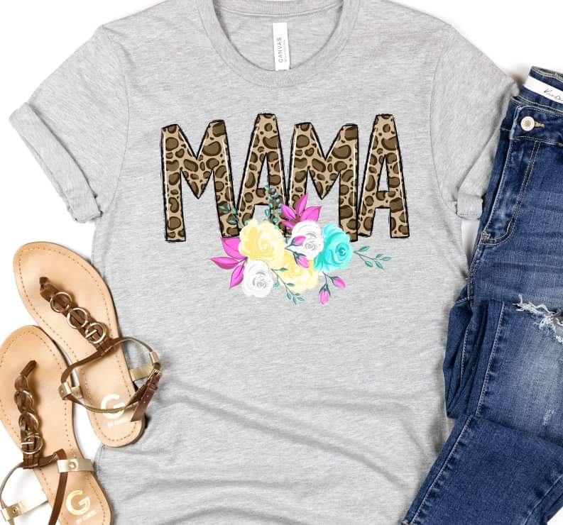 Mama leopard with florals DTF transfer